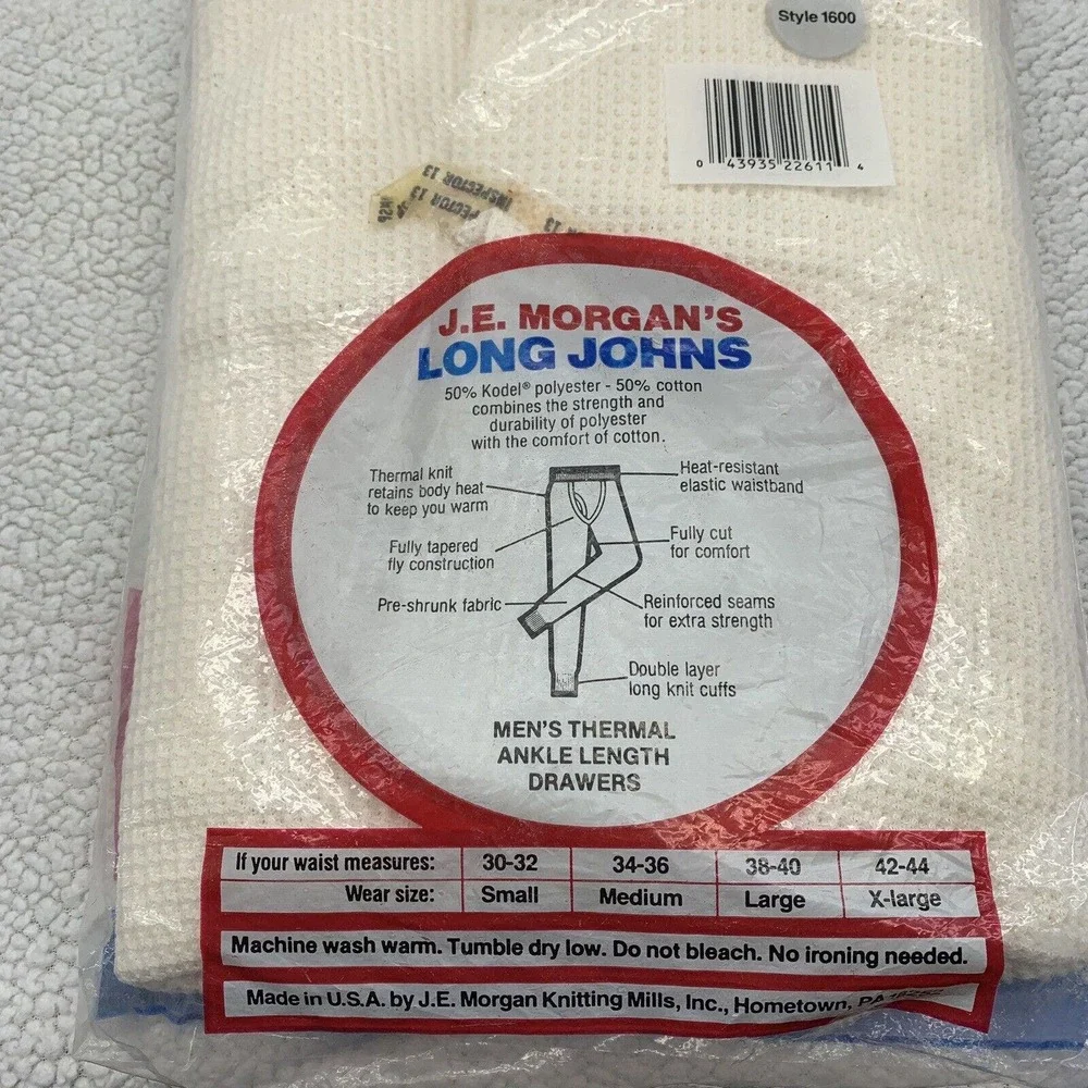 VTG JE Morgan Long Johns Mens‎ XL 42-44 Thermal Underwear USA Outdoors Camping